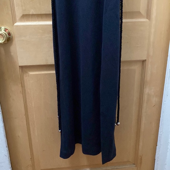 NWT NISSE Elbise Dragon maxi slit tank Dress side lace cutout ropes Navy Blue - Picture 16 of 17
